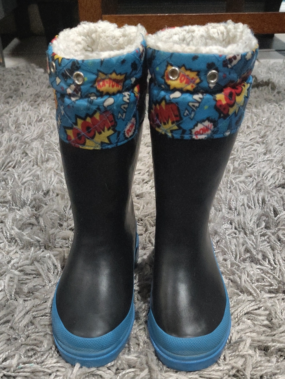 (Collectors) Blue Comic-Print / Lily & Dan Rain Boots for Kids